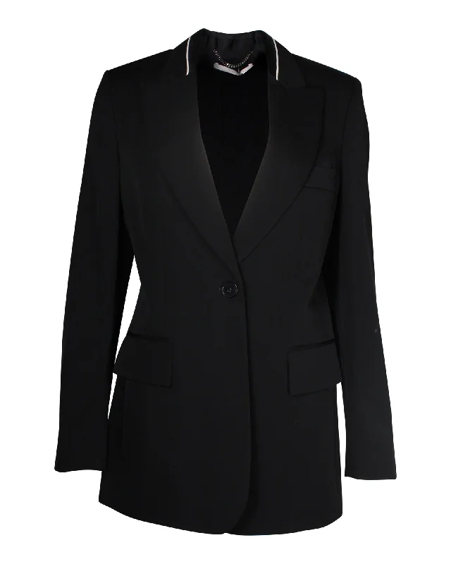 Stella McCartney Single-Breasted Blazer Jacket in Black Wool