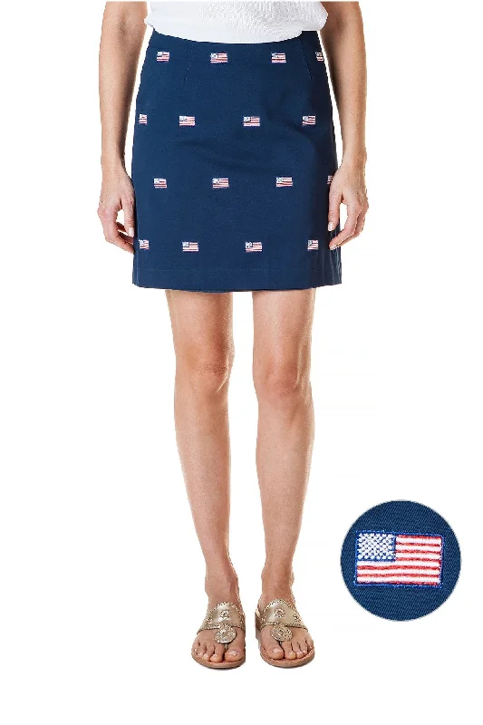 Ali Skirt Nantucket Navy with American Flag 19"