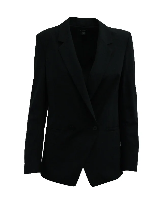 Theory Double-Breasted Blazer in Black Wool