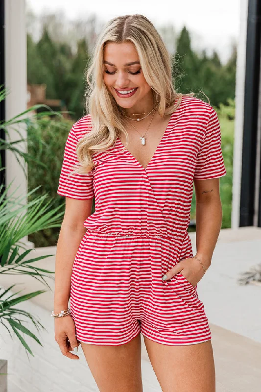 Let's Make History Red Striped Knit Romper FINAL SALE