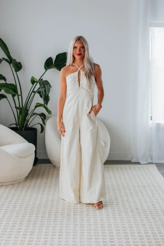 Reba Denim Jumpsuit - Ivory