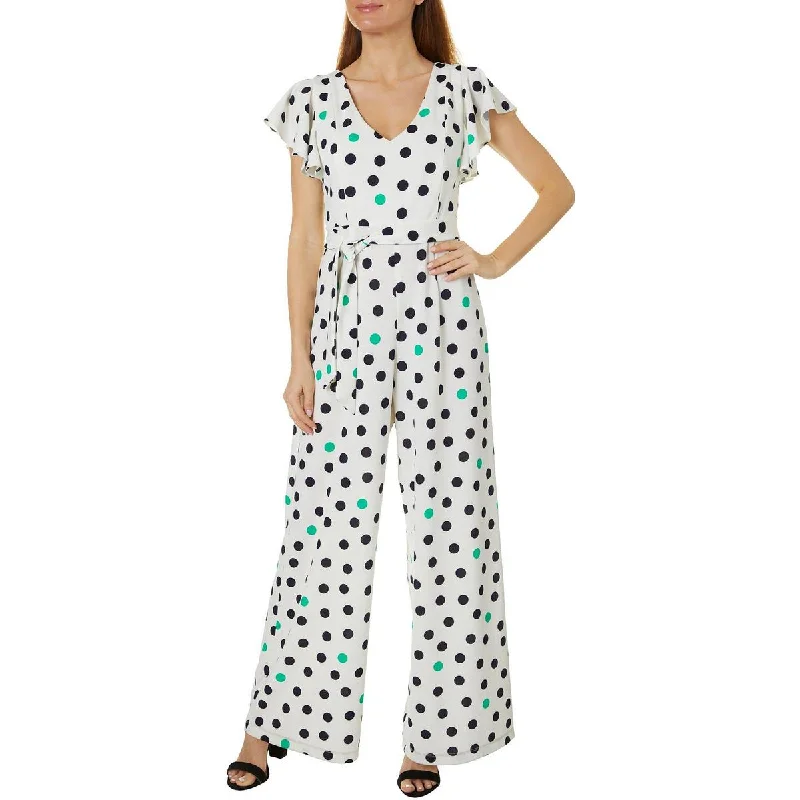 Womens Polka Dot Wide Leg Jumpsuit