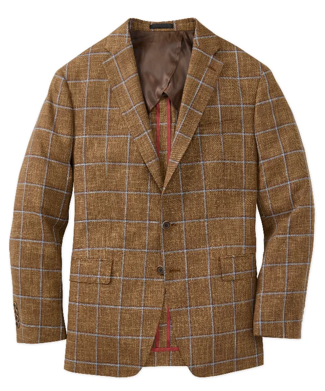 Wool-Cotton-Silk Windowpane Sport Coat