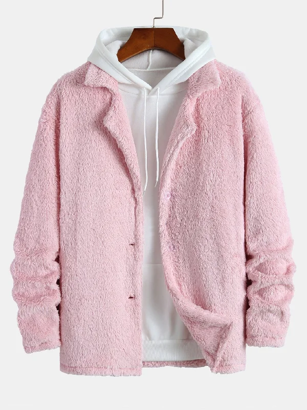 Notched Lapel Teddy Coat