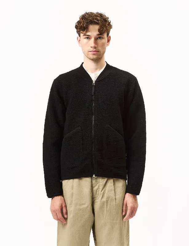 Universal Works Zip Bomber (Wool Fleece) - Black