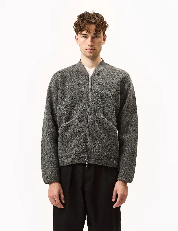 Universal Works Zip Bomber (Wool Fleece) - Grey Marl