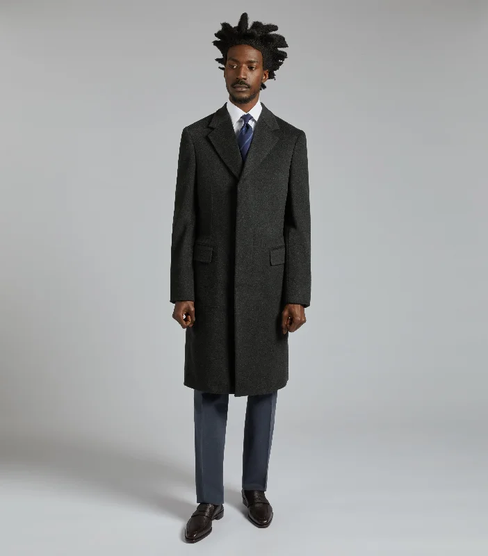 Charcoal Cashmere Single Breasted Overcoat