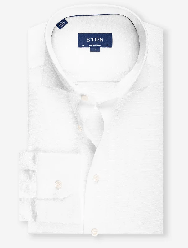 White Pique Jersey Contemporary Shirt