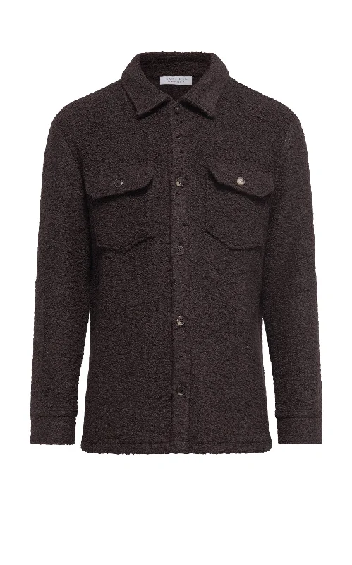 Fargo Overshirt in Chocolate Recycled Cashmere Boucle