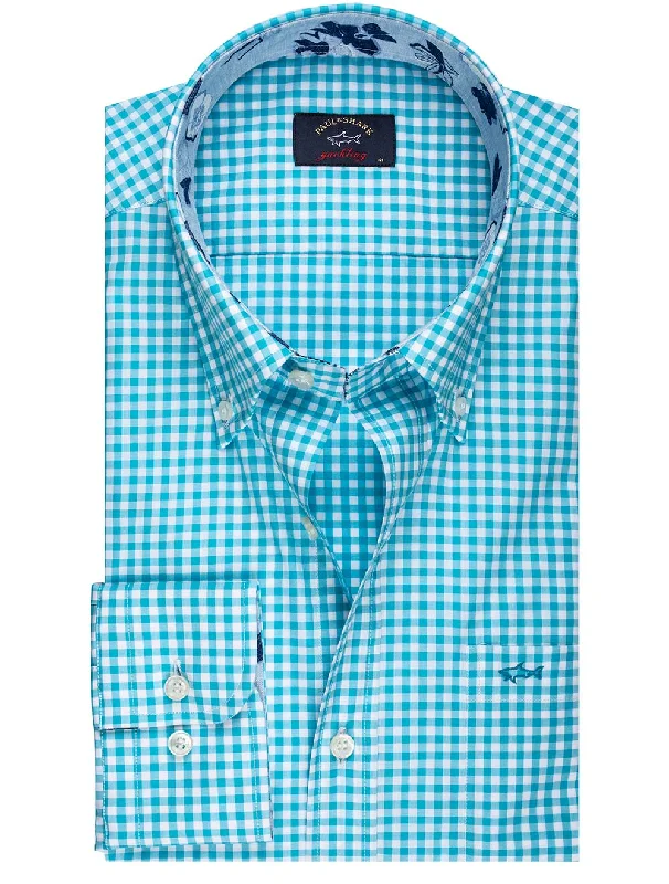 Gingham Check Shirt Turquoise