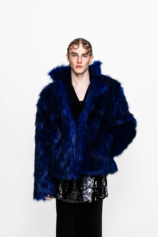 Mateo Faux Fur Jacket Blue