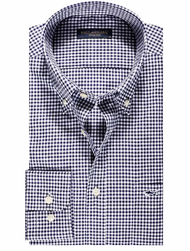 Navy Gingham Check Shirt Navy