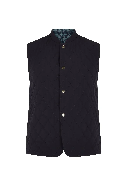 Navy Quilted Cashmere Gilet