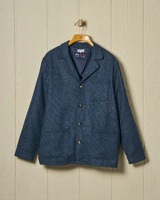 PRE-ORDER Shetland Wool Loafer Jacket in Navy Herringbone