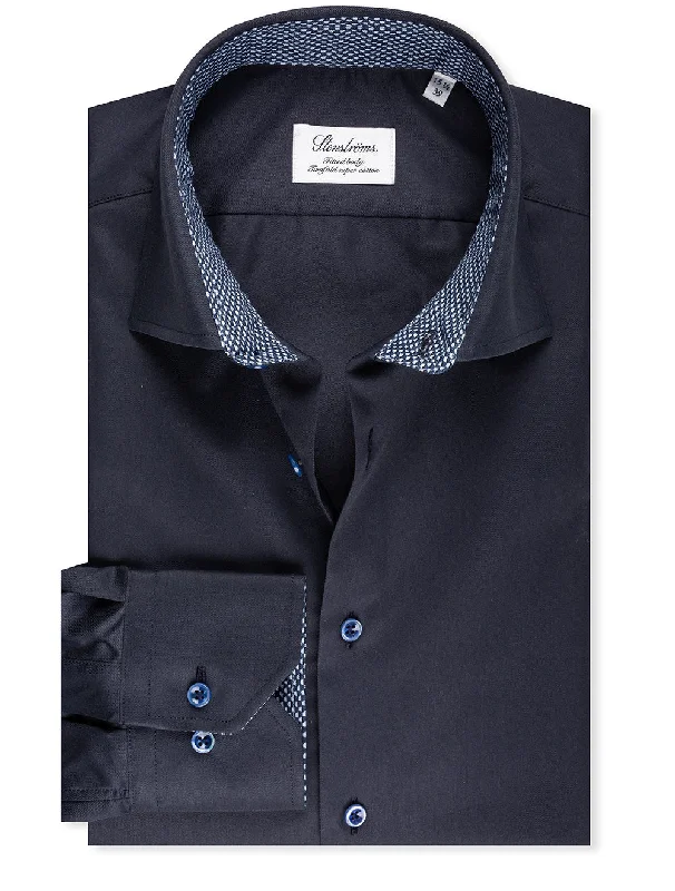 Inlay With Contrast Button Shirt Navy