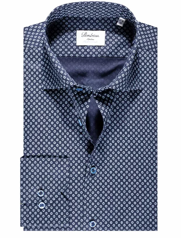 Pinwheel Slimline Shirt Navy