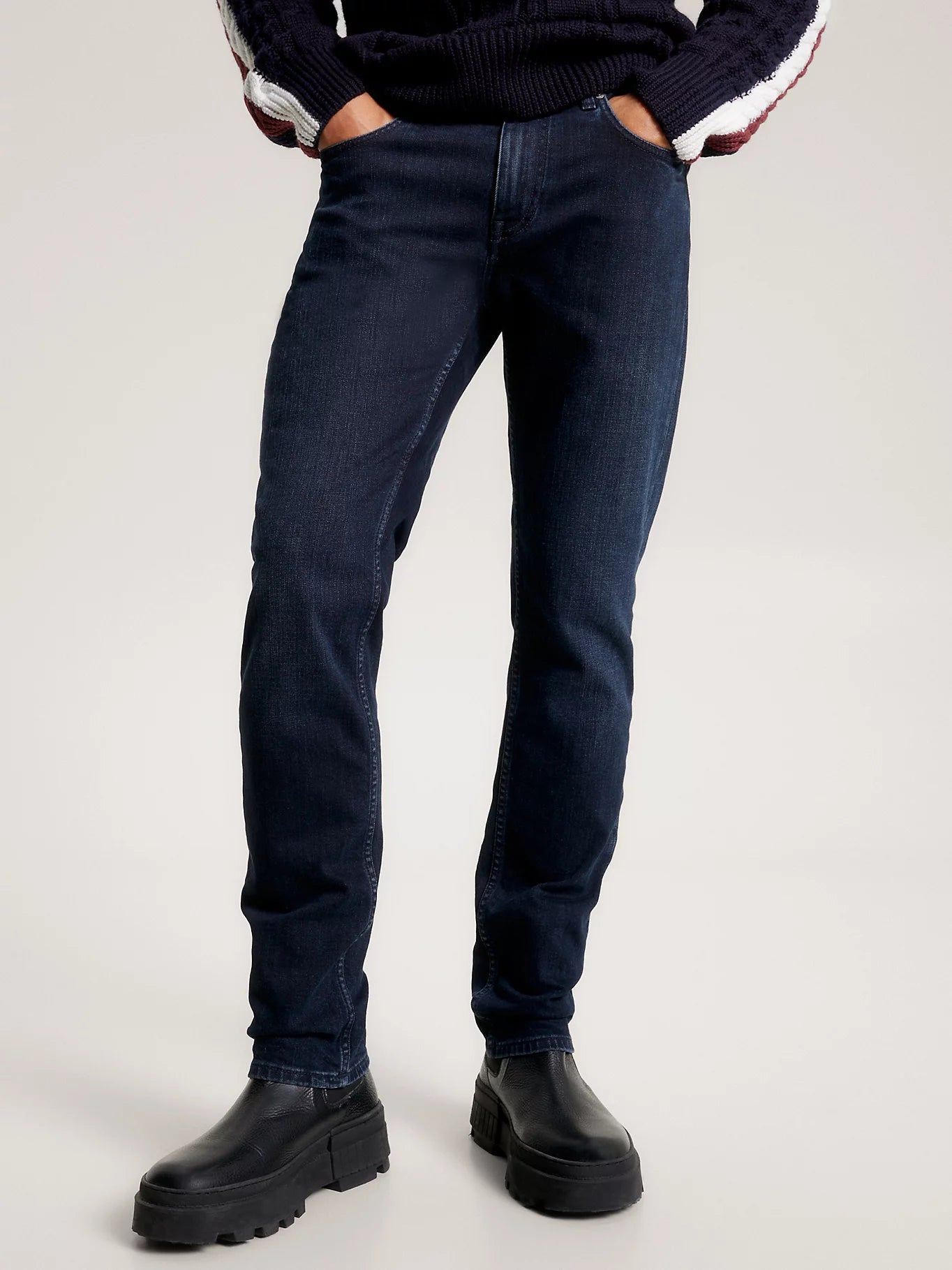 Denton Fitted Straight Jeans in Meek Blue Black