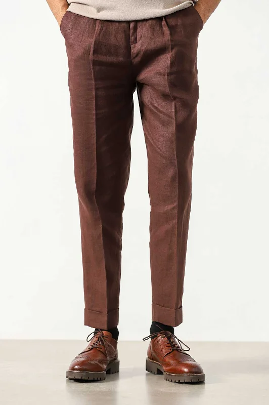 PREMIUM LINEN TURN UP PANTS