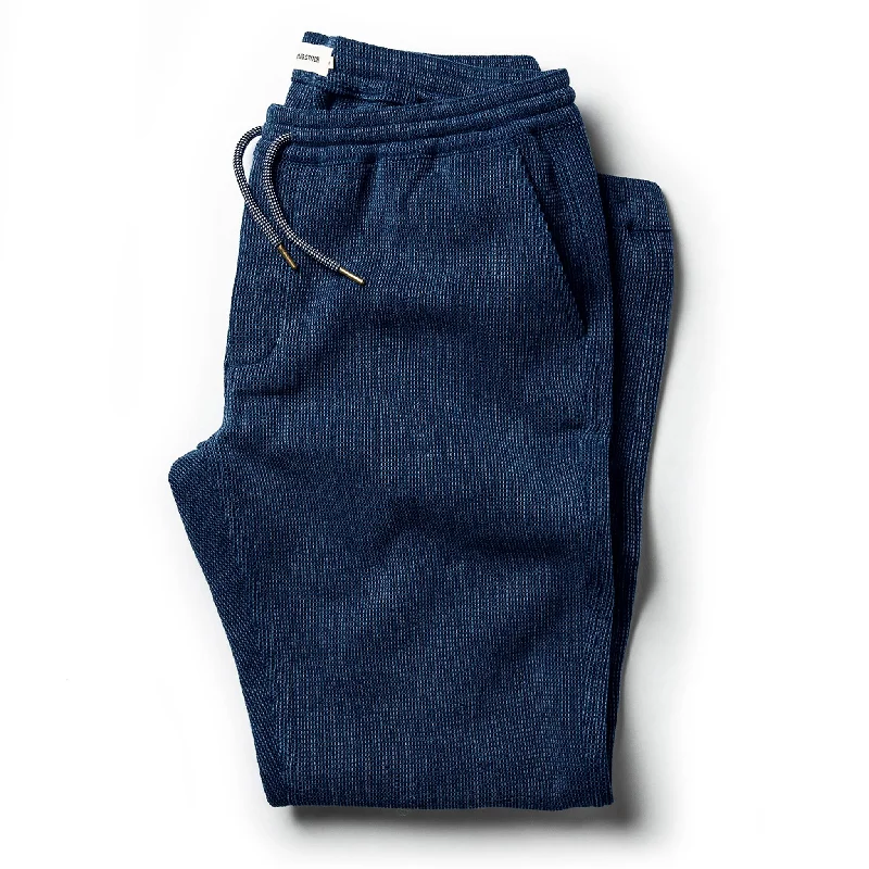 Fashionable Casualwear The Apres Pant in Indigo Waffle