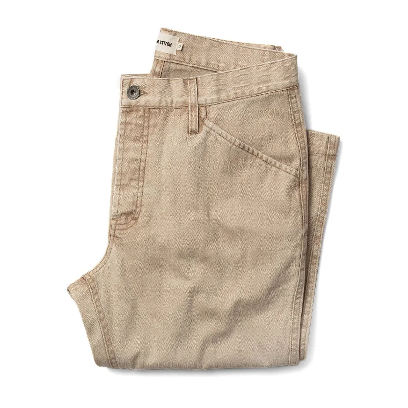 Rugged Elegance The Camp Pant in Khaki Herringbone