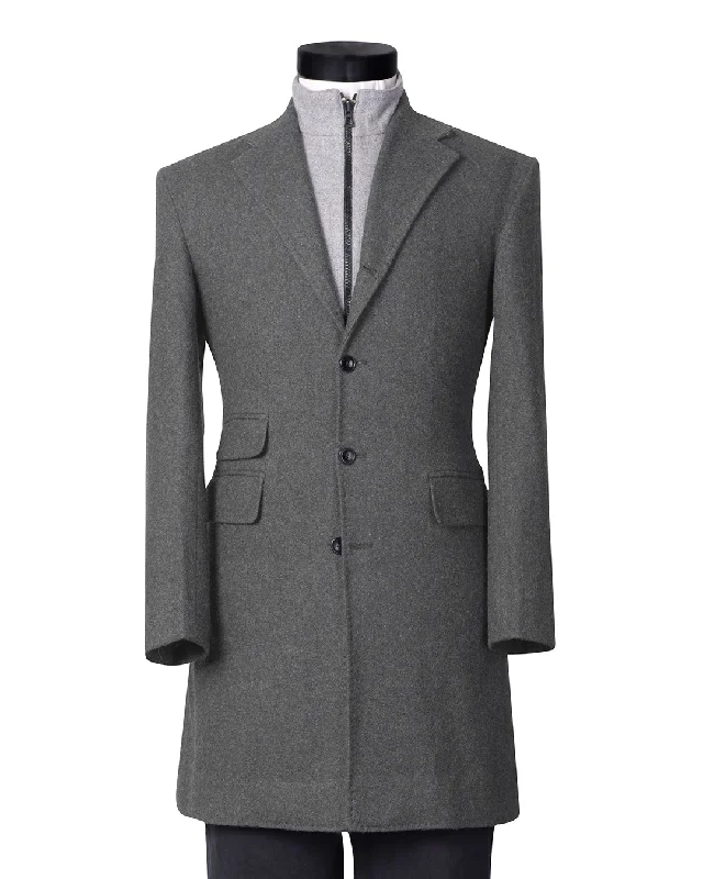 Simplified Chic EThomas Grey 15Oz Flannel Topcoat