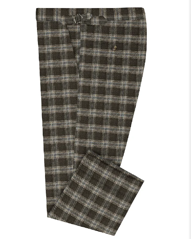 Monochrome Comfort Loro Piana: Brown Off-white Twill Tartan Checks