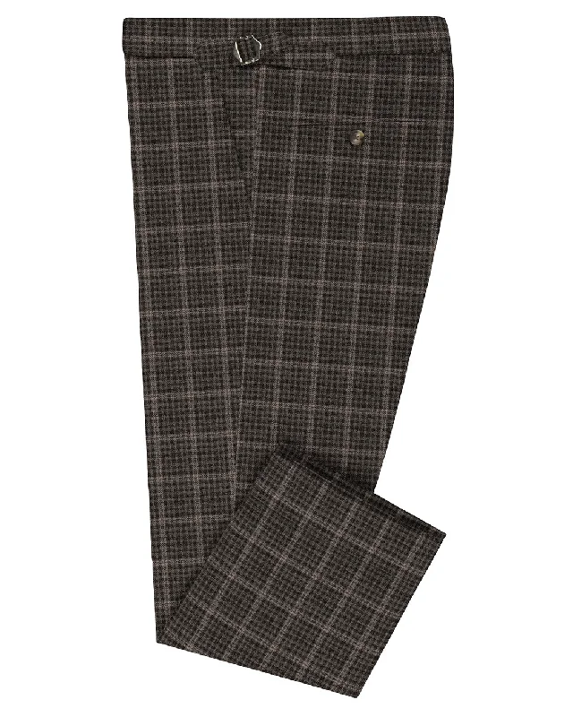 Sleek Tailored Loro Piana Brown and Grey Tweed Overchecks Pants