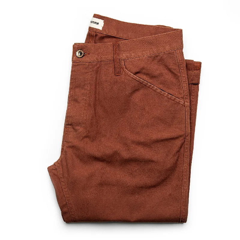 Simplified Sportwear The Camp Pant in Rust Reverse Sateen