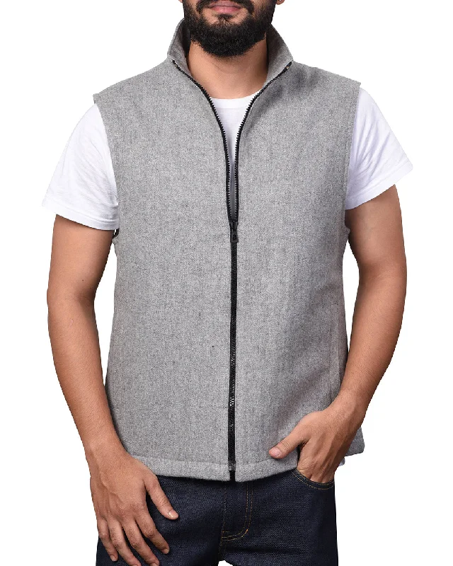 Rugged Chic Vest in Grey Wool Flannel