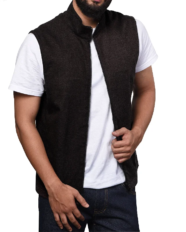 Contemporary Sporty Vest in Charcoal Grey 100% Wool Flannel